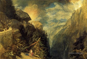 La bataille de Fort Rock Val d’Aoste Piémont paysage Turner Peinture à l'huile